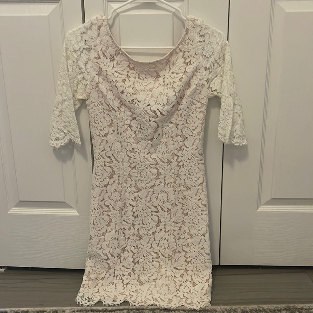 Lace 3/4 quarter white lace dress